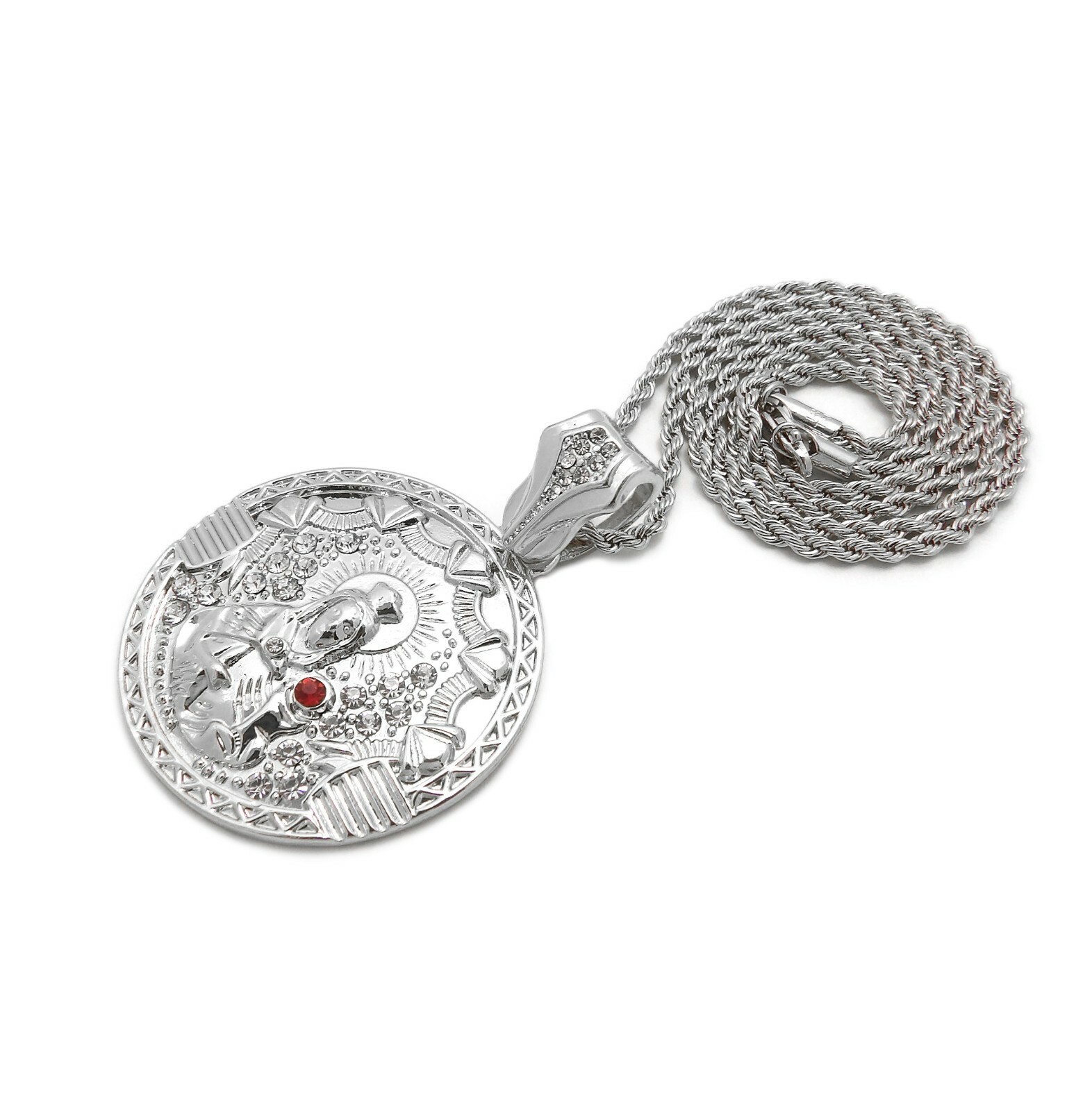 St. Barbara Medal Pendant 18″,20″,24″ Box, Cuban, Rope Chain Necklace XSP414