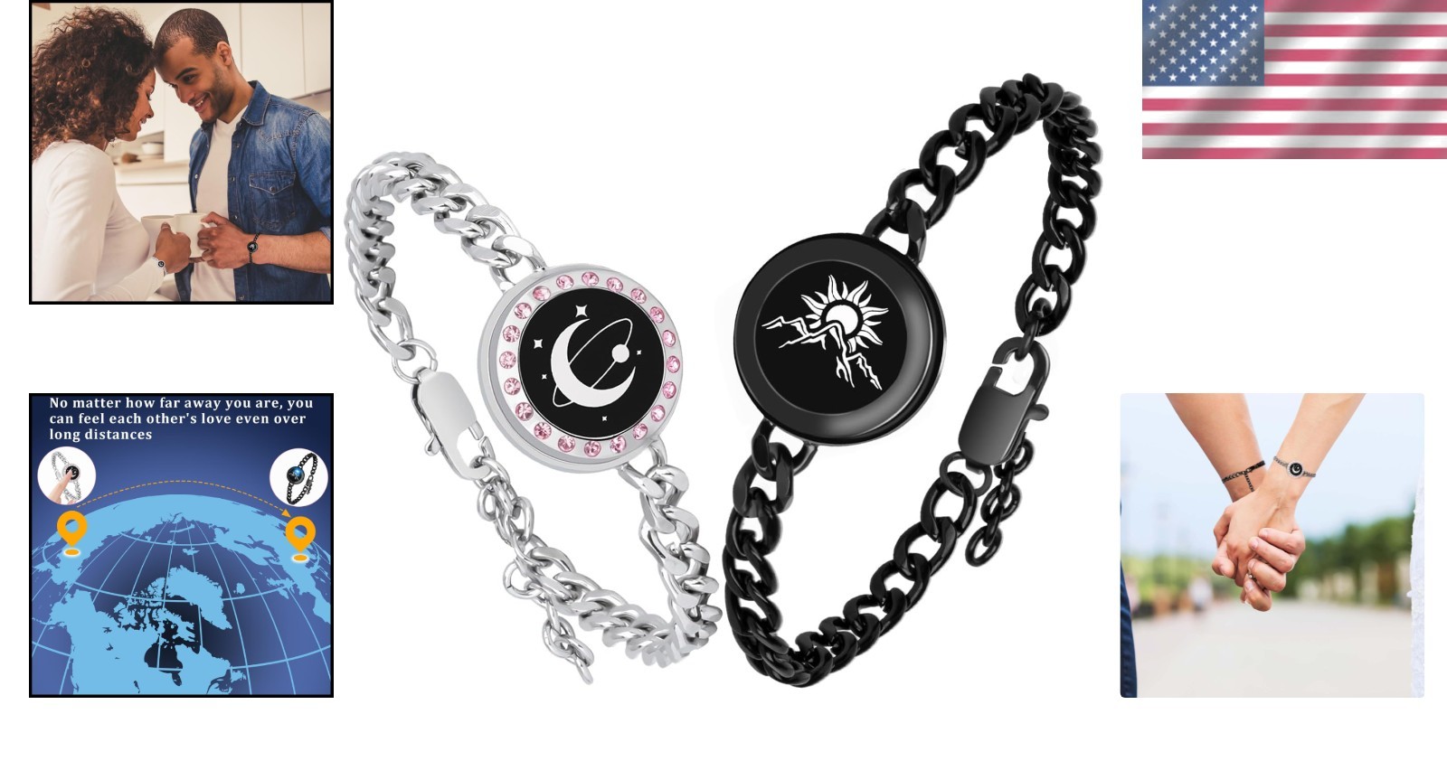 Smart Matching Couples Bracelets with SOS Function – Perfect for Long Distance