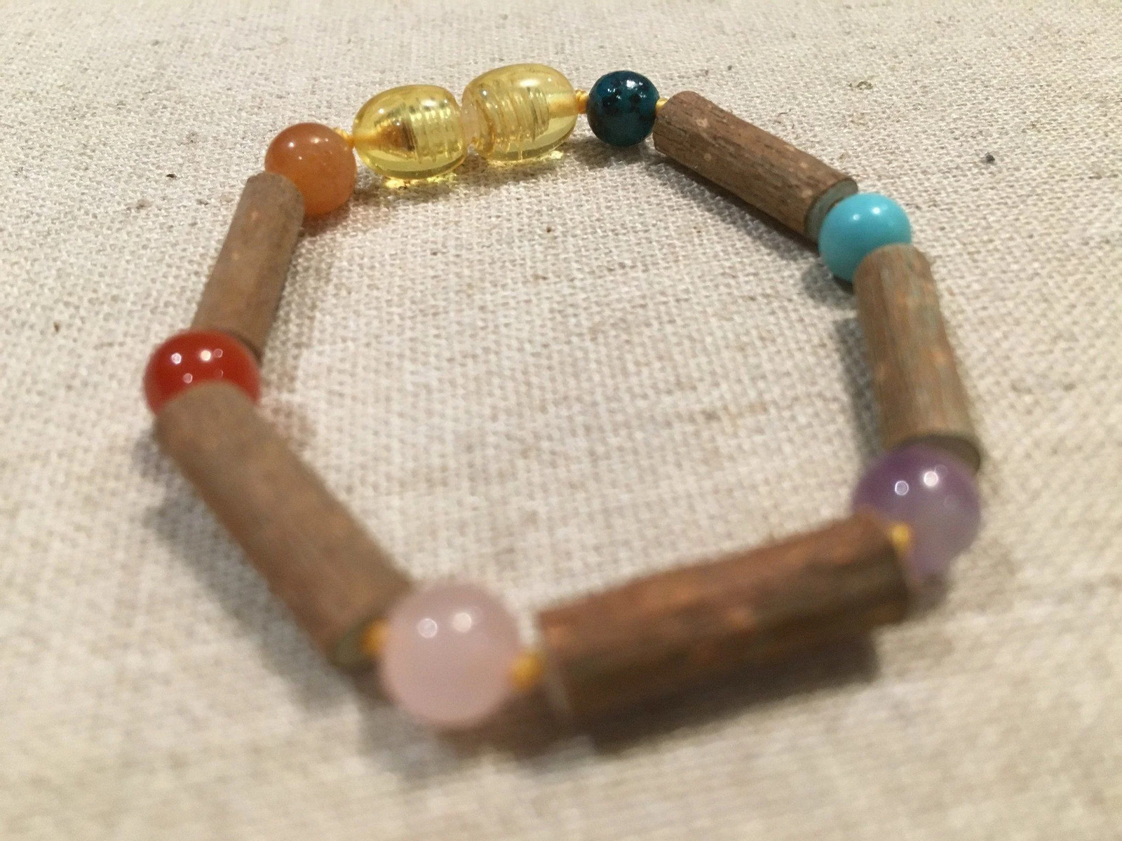 6 to 7 inch Hazelwood Bracelet Eczema Colic Reflux GERD Pink Amethyst