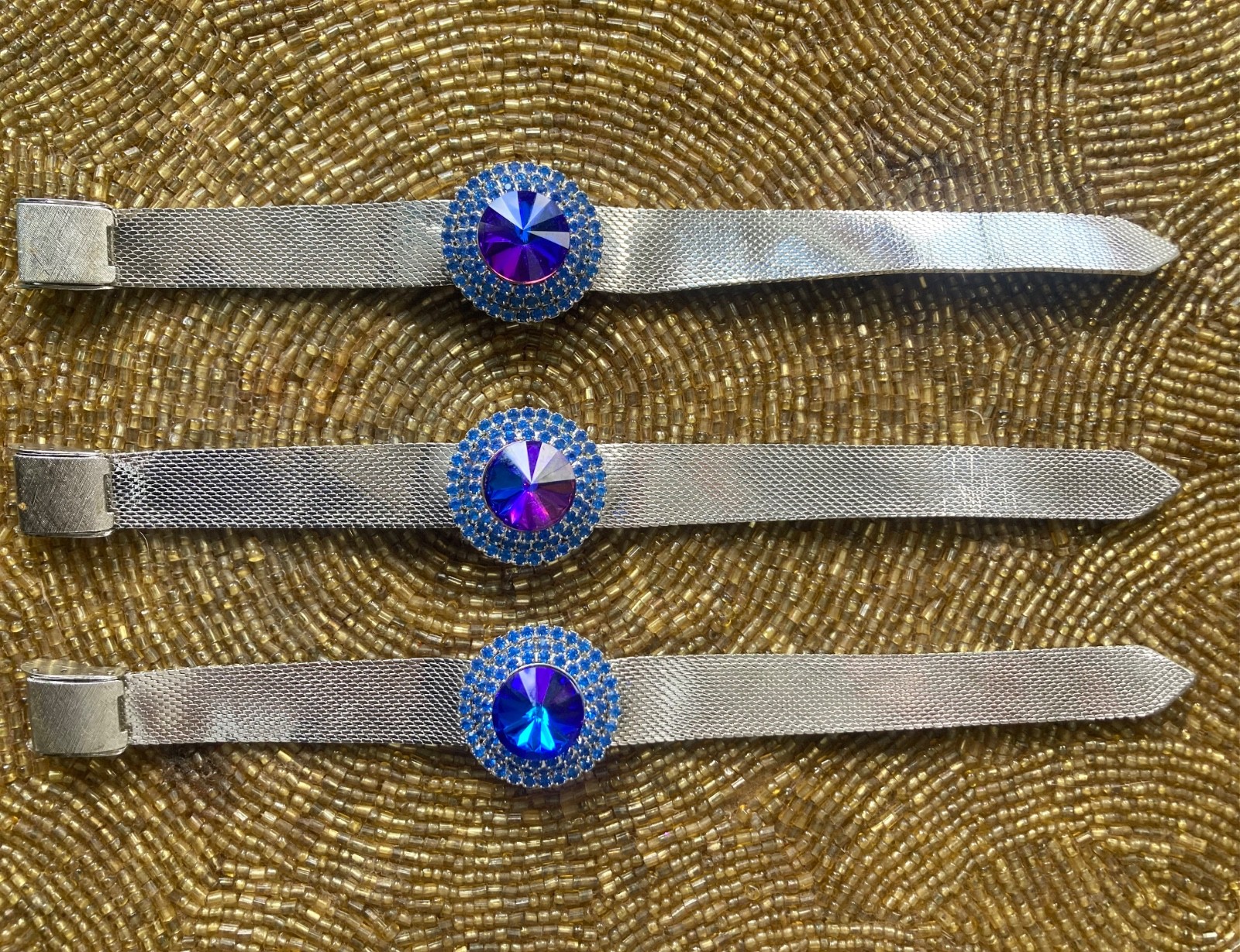 LBC Vintage ST Steel NOS 1970S Rivoli Crystal BRACELET W adjust CLASP