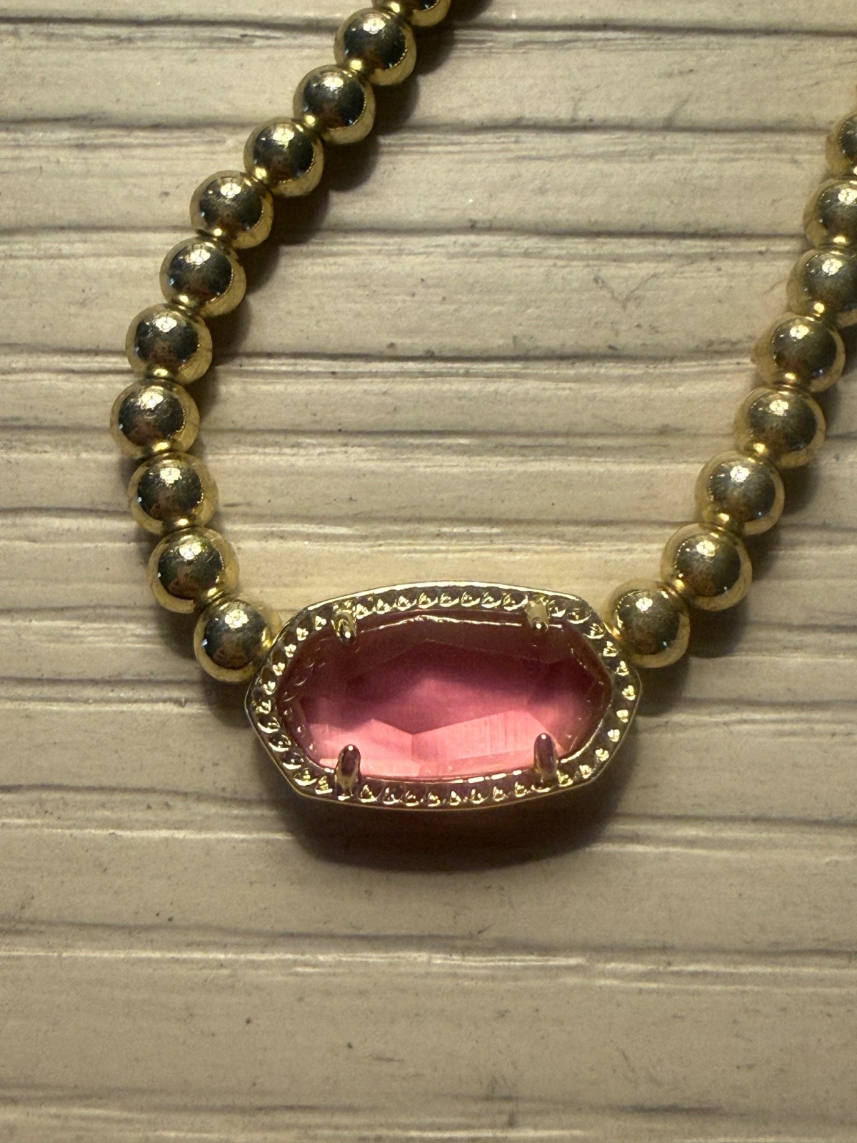 Kendra Scott beaded necklace gold and pink
