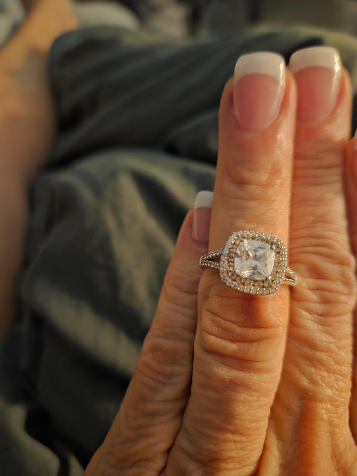 Berricle Brand Clear and Pink Halo style CZ engagement – Size 6