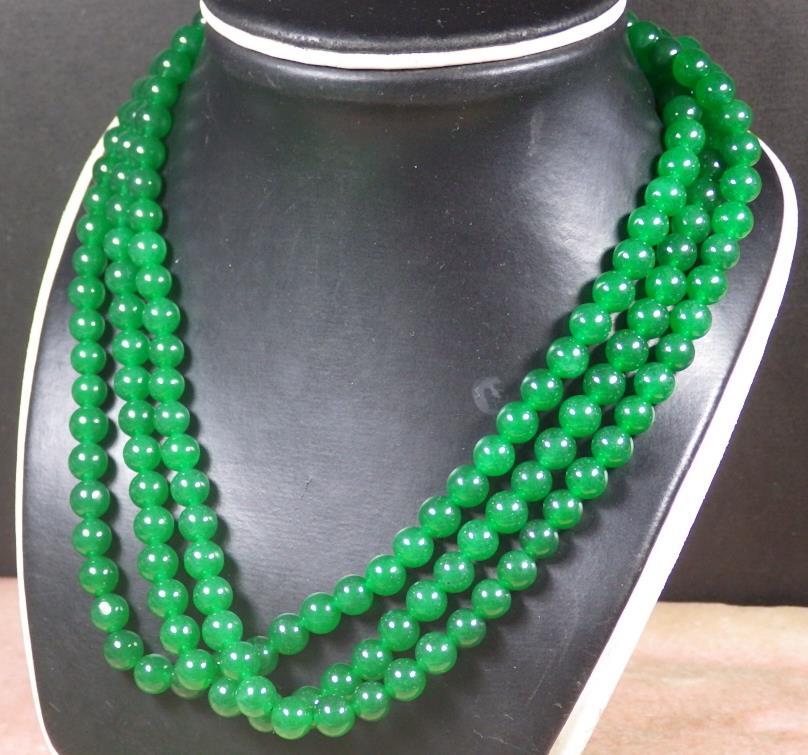 CHINESE Icy Green JADE Bead Beads Necklace 8 mm 284843 ** 17 inches **