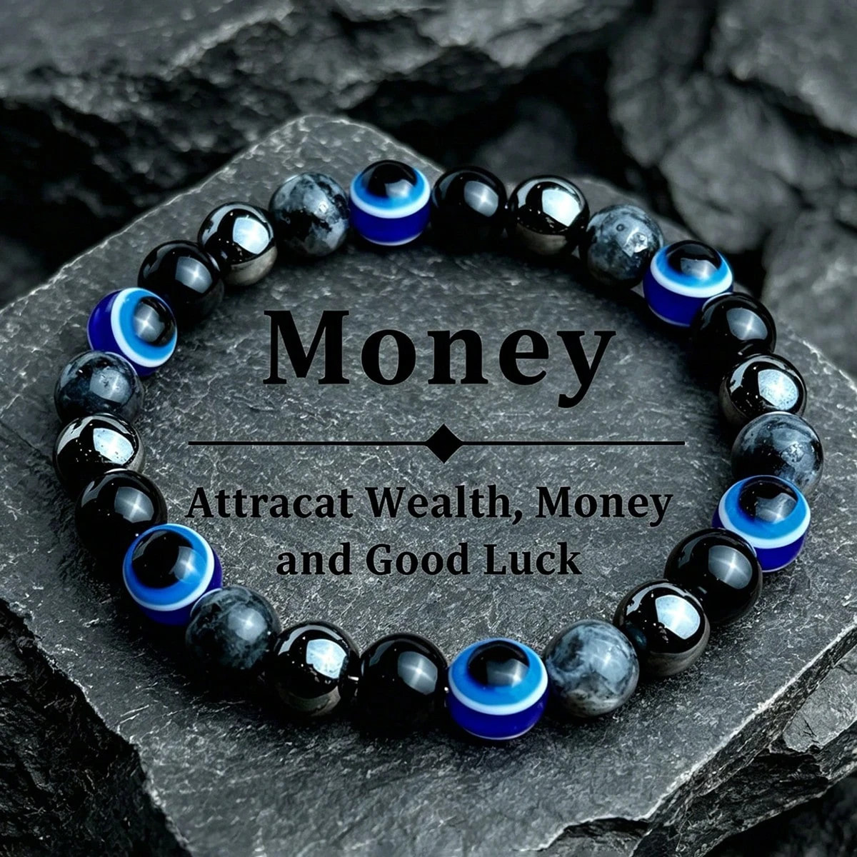 1pc Handmade Natural Stone Tiger’s Eye Devil’s Eye Beaded Bracelet, unisex