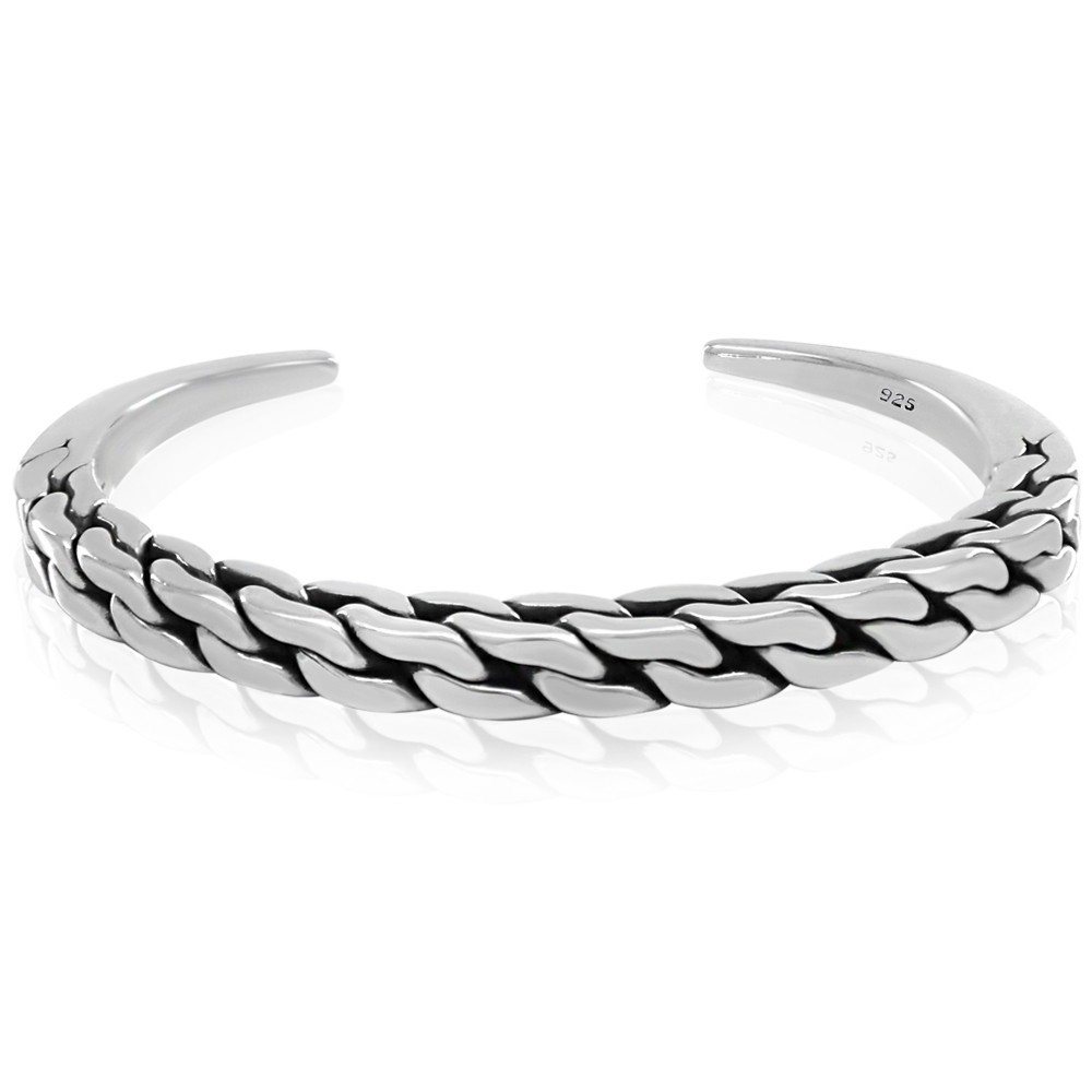 Impressive High-Quality Solid 925 Sterling Silver Men’s Cuff Bracelet.