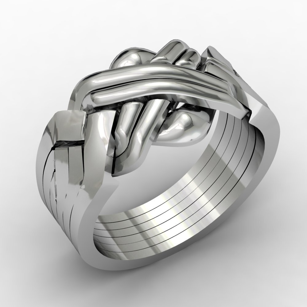 Criss cross puzzle ring 925 silver handmade 6 band Classical Turkish Puzzle