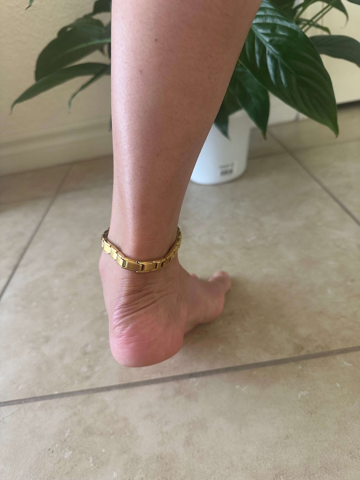 Thin Gold Magnetic Anklet Bracelet Balance Renew Energy Power Calm Love Calm Joy