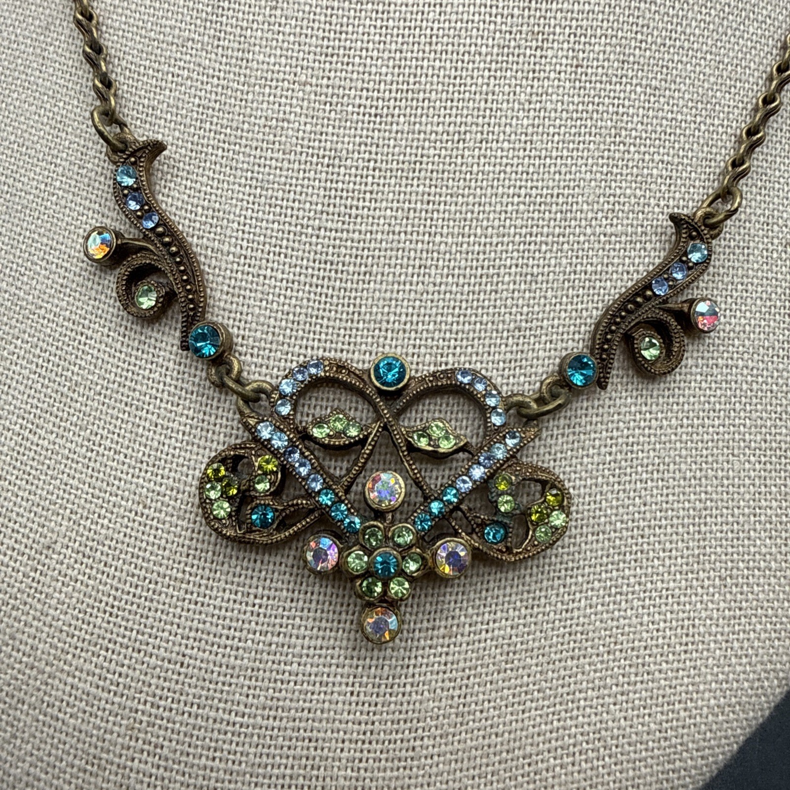 Vintage Sweet Romance Necklace Victorian Floral Beads Crystal