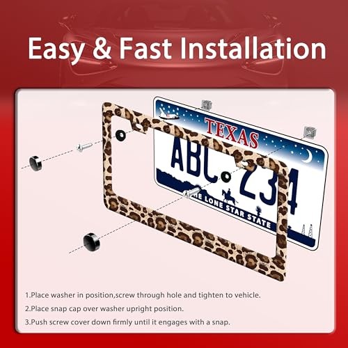 Leopard Print License Plate Frame Brown Animals Skin Leopard Brown Printed