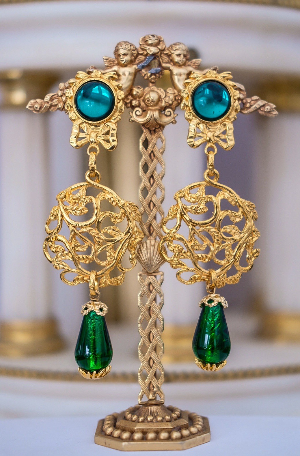 Hanna Bernhard Paris Gold Plated OOAK Baroque Statement Filigree Earring