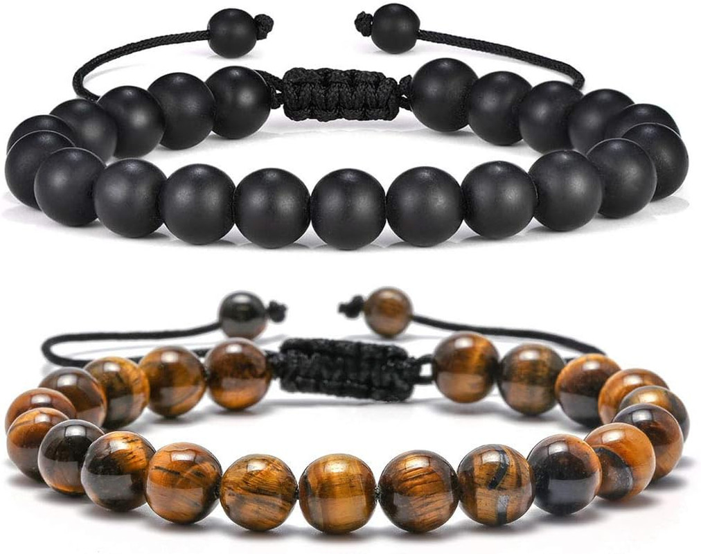 M MOOHAM Beaded Bracelets for Mens Gifts – Natural Stone 8Mm Tiger Eye Matte Aga