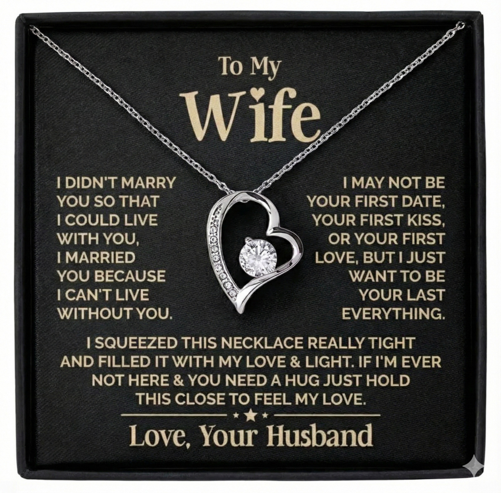 To My Wife Necklace Heart Pendant Romantic Anniversary Birthday Gift