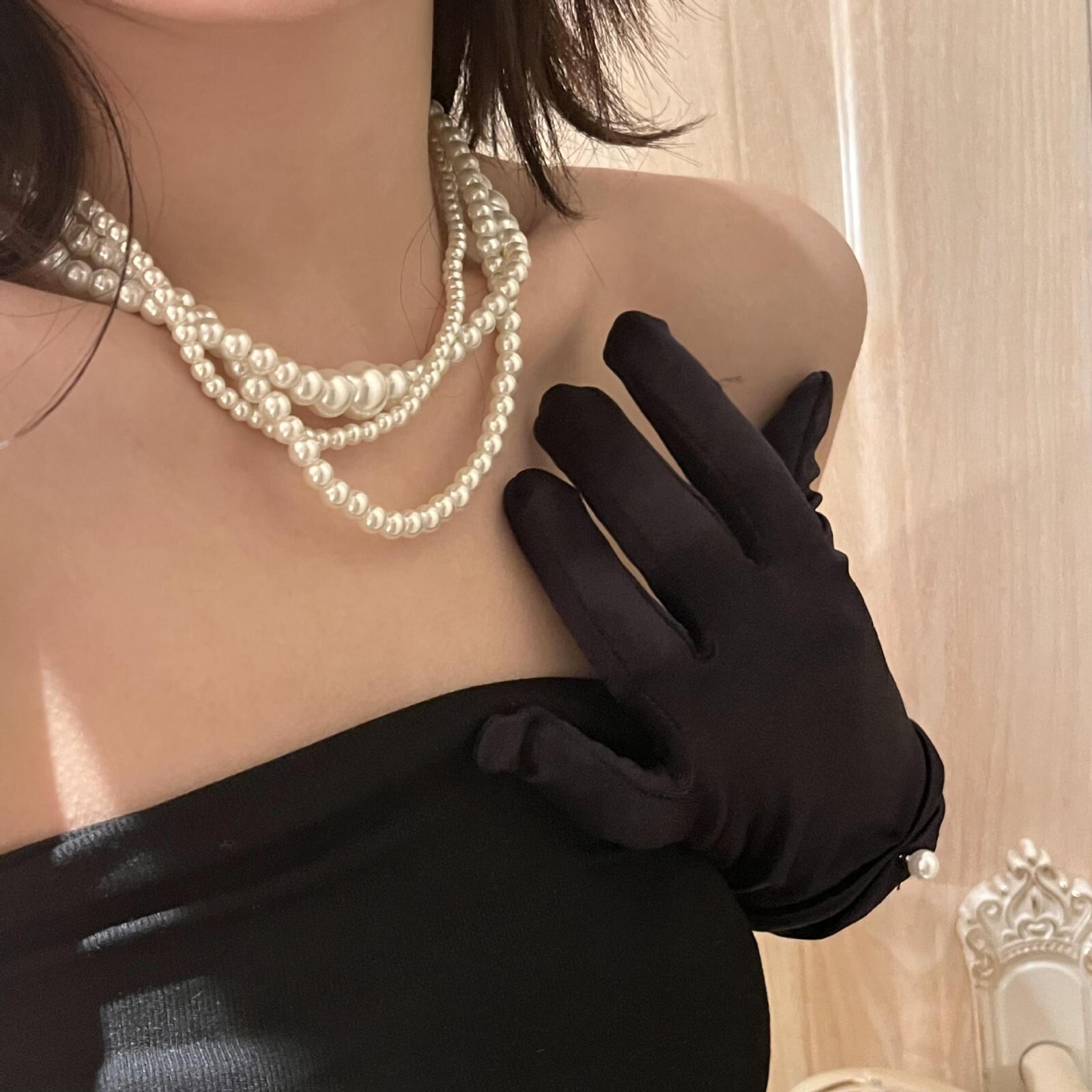 Triplet Layered Faux Pearl Necklace