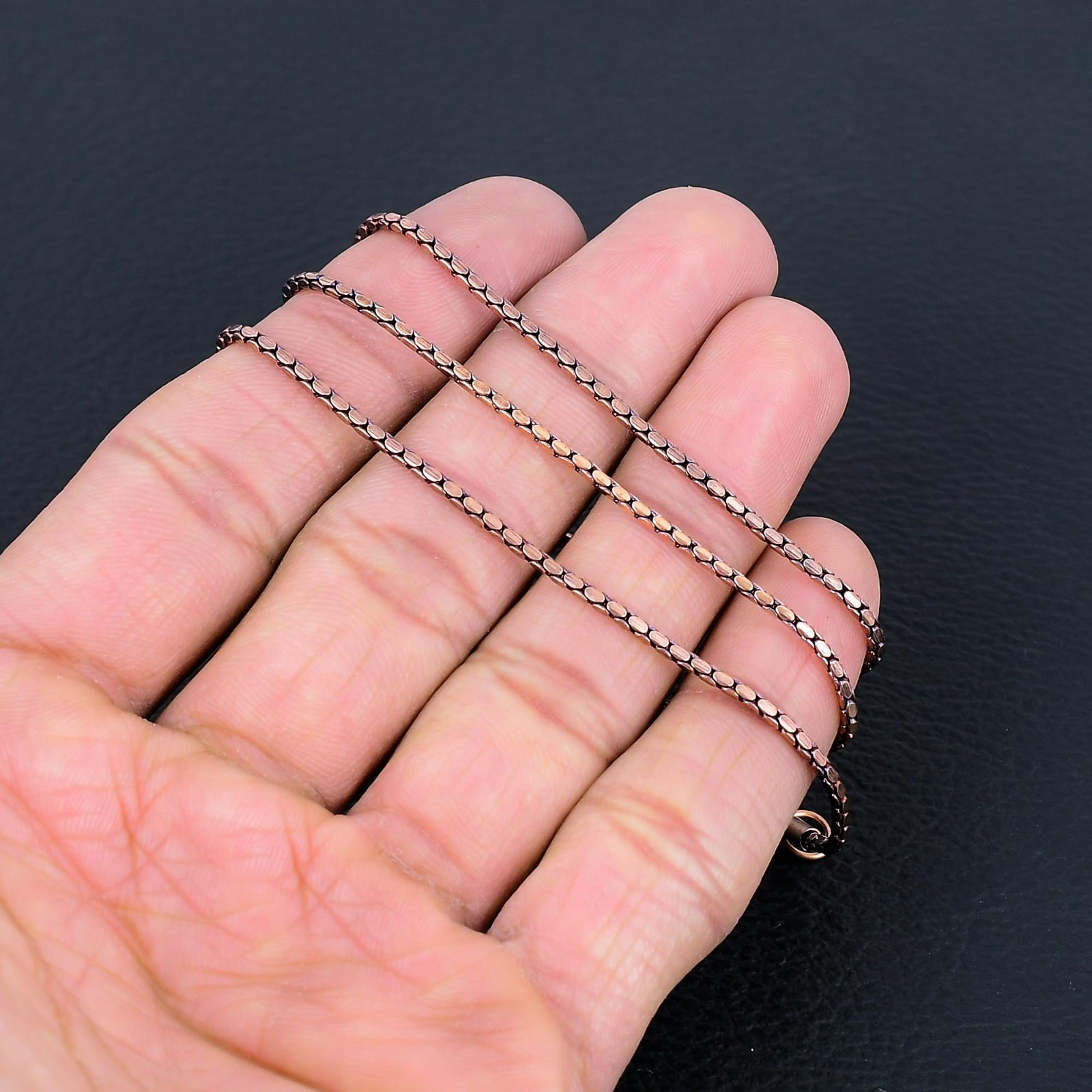 100% Pure Copper Box Chain Necklace for Pendants, Herringbone Design, Eco-Friend