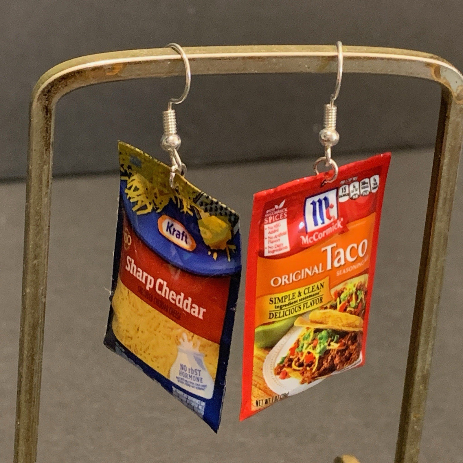 Funky Taco & Cheese Handmade Earrings Mini Brands Novelty Food Gift Wacky Whimsy