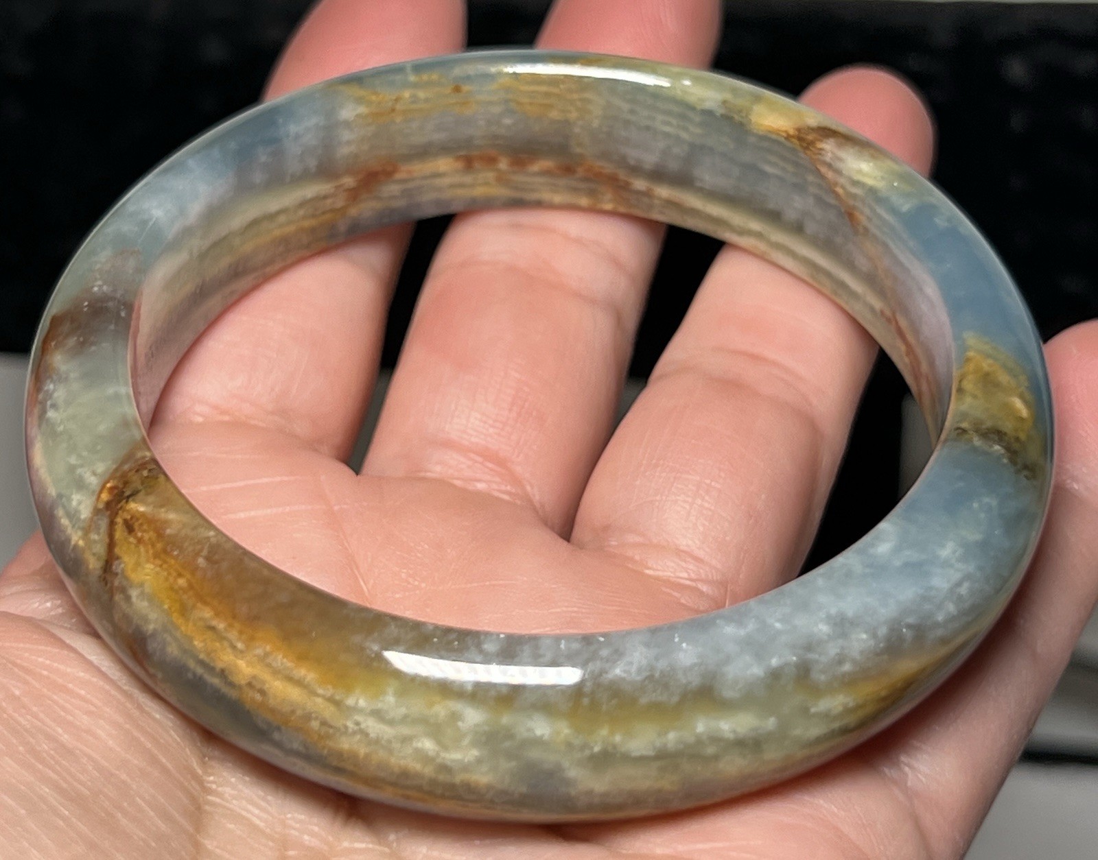 Blue Onyx Bangle Inner Diameter Size 62mm See Pics