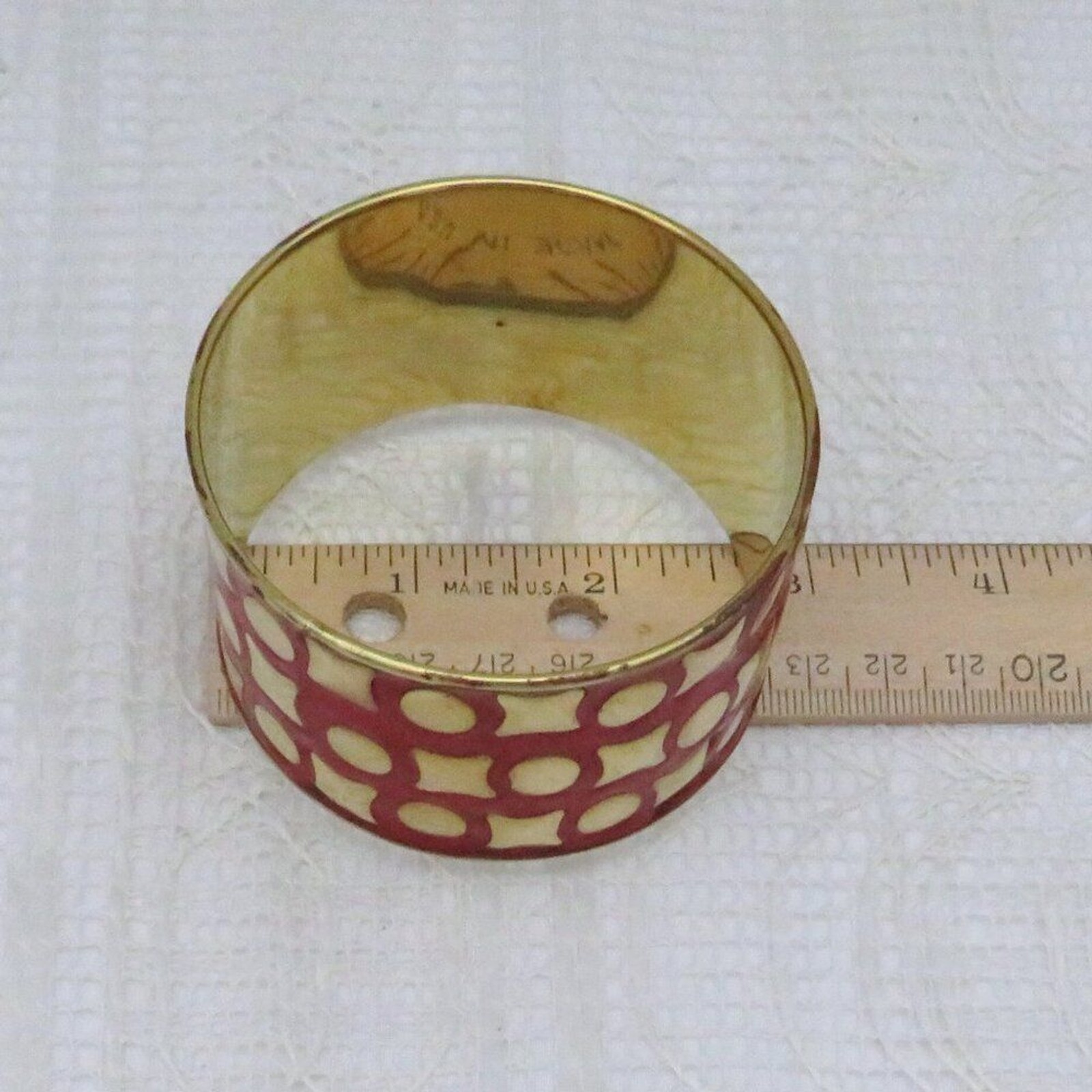 Metallic Bangle Bracelet Antika Women 1 1/2 inches Red Gold Chunky Retro Style