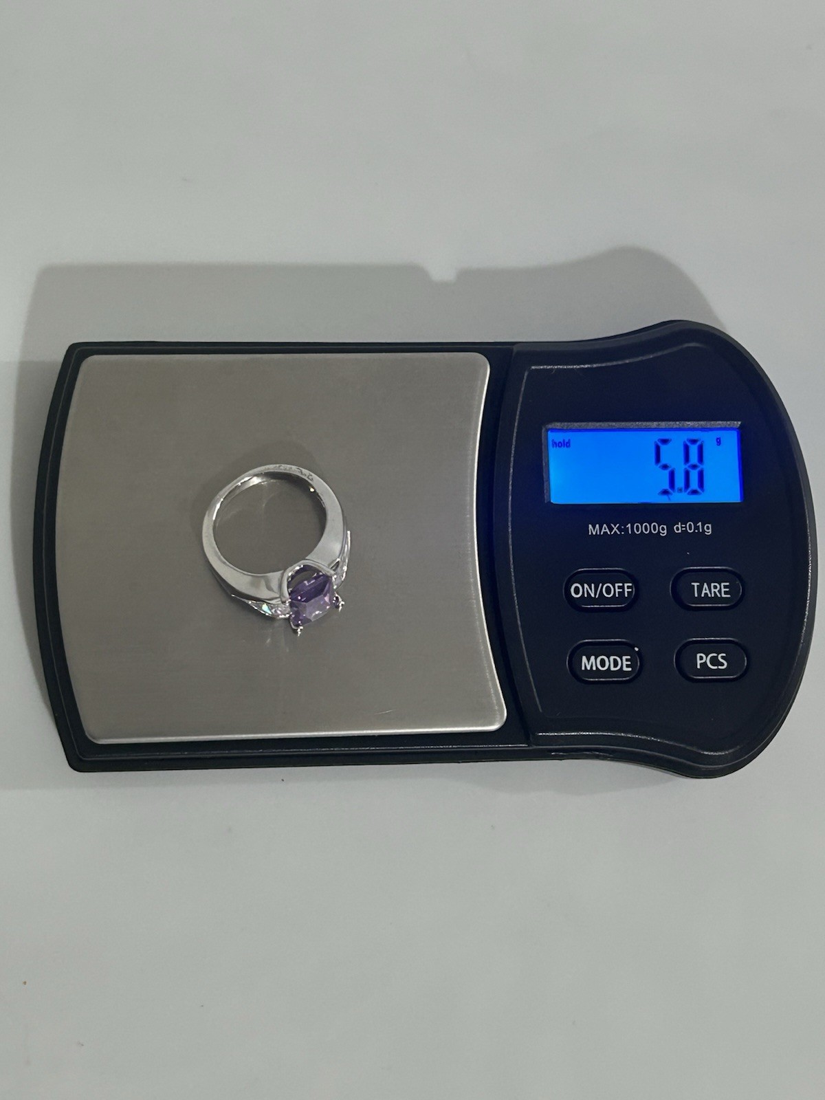 Embellate Majestic Violet & White Cubic Zirconia Rhodium Ring size: 5