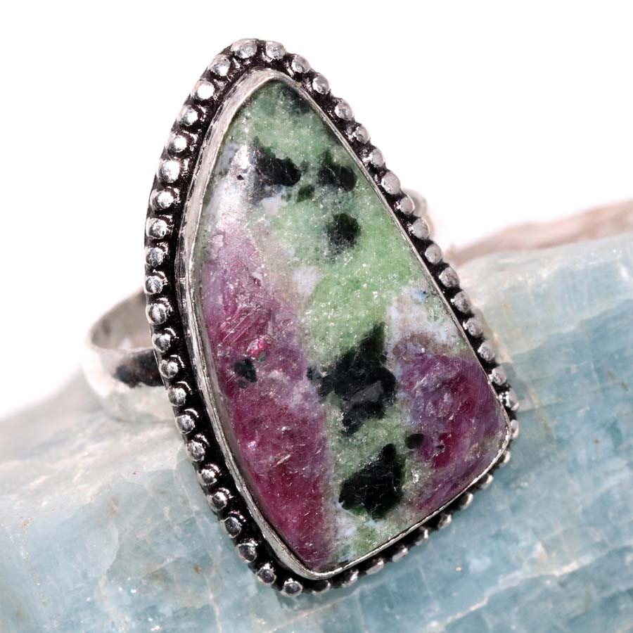 925 Silver Plated Ruby In Zoisite Ring US 6.5 Ethnic Jewelry Most Beautiful GW