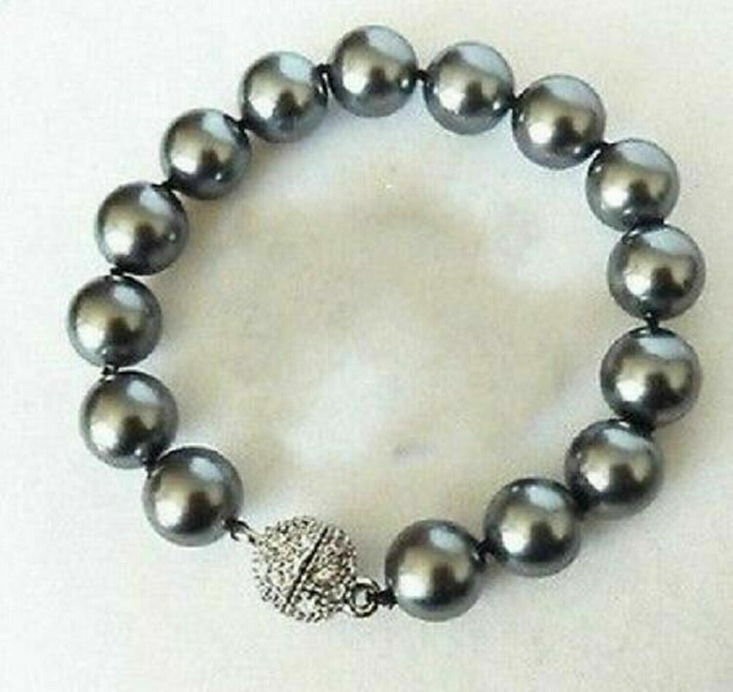 10MM DARK GRAY SOUTH SEA SHELL PEARL ROUND NECKLACE BRACELET EARRINGS SET