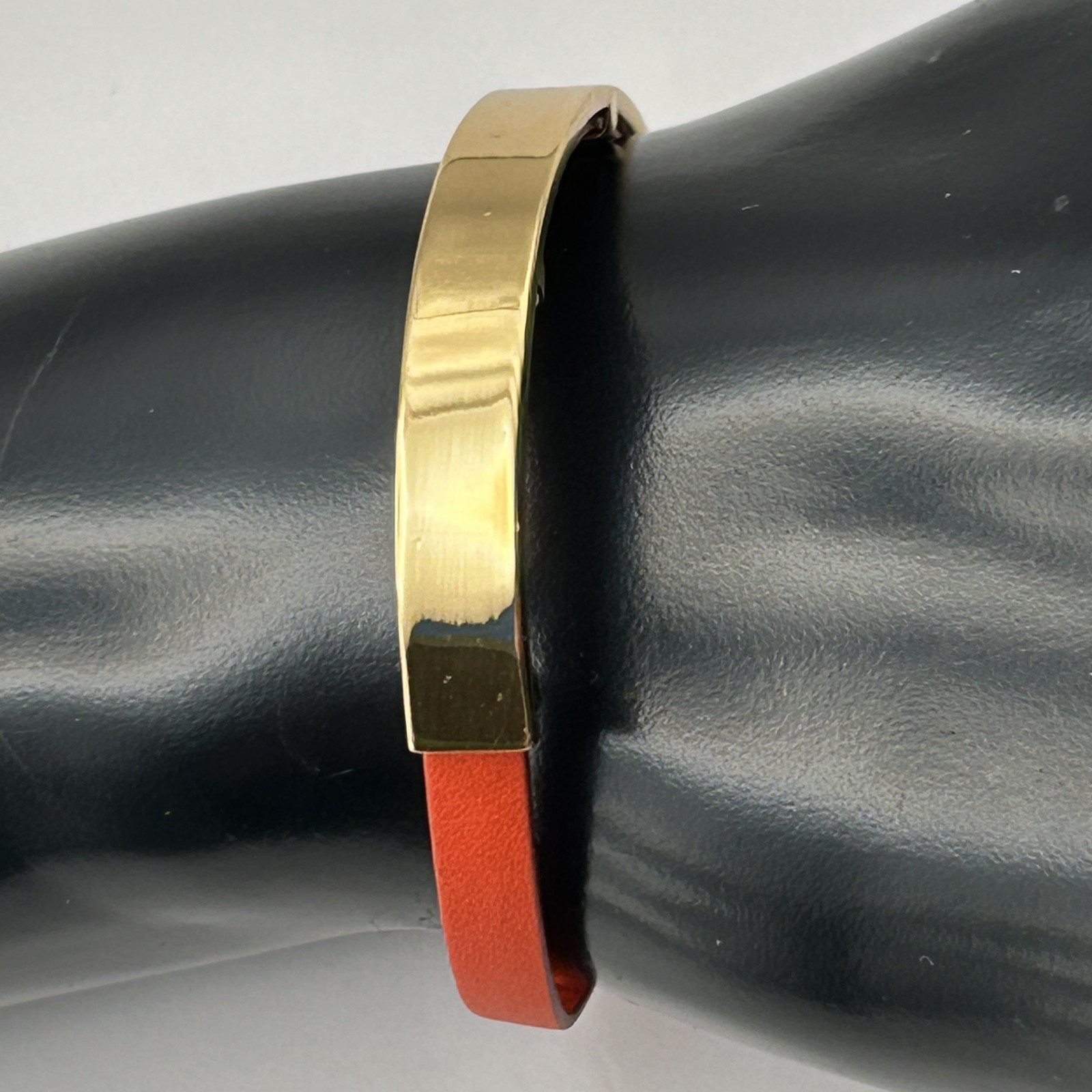 Stella & Dot Mother Daughter Orange Gold Tone Leather Adjustable 6.25 – 7 in