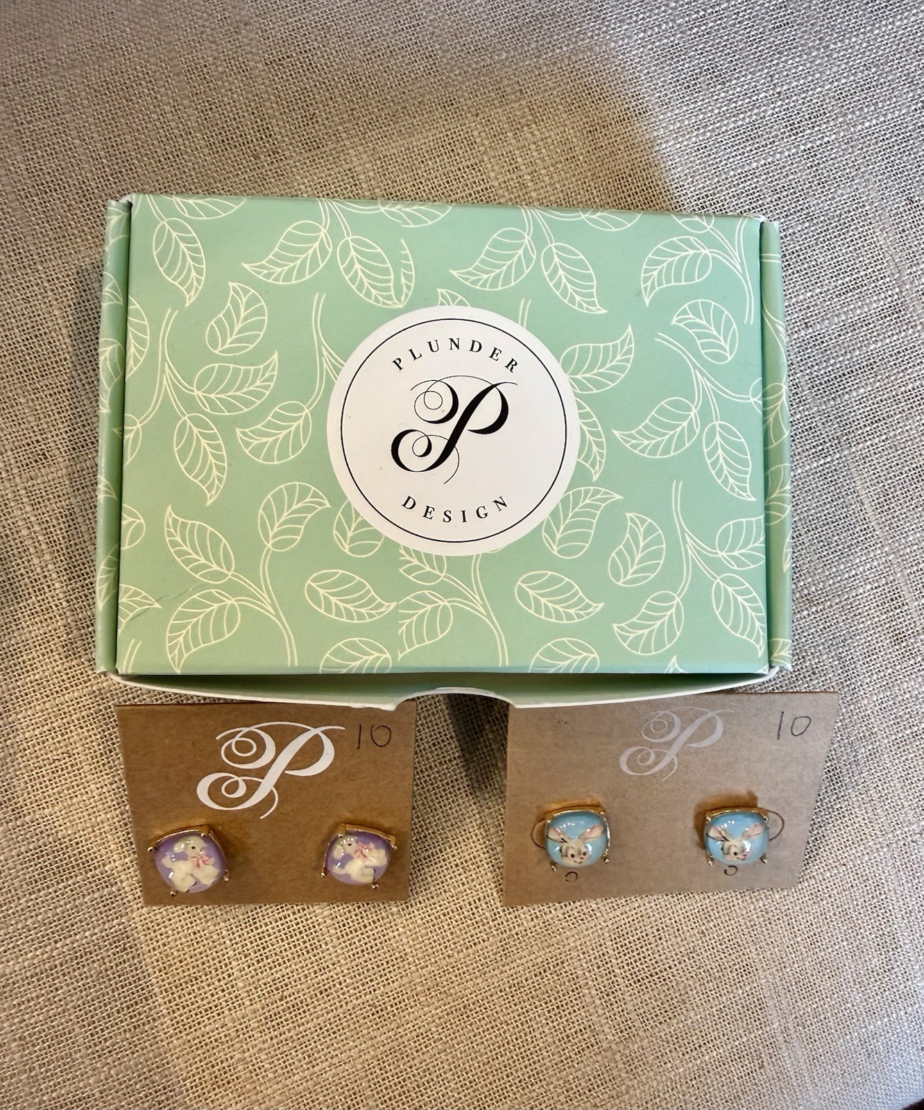 NWT Plunder Fashion Jewelry 2 Pairs Brock Gold Easter Bunny Lamb Stud Earrings
