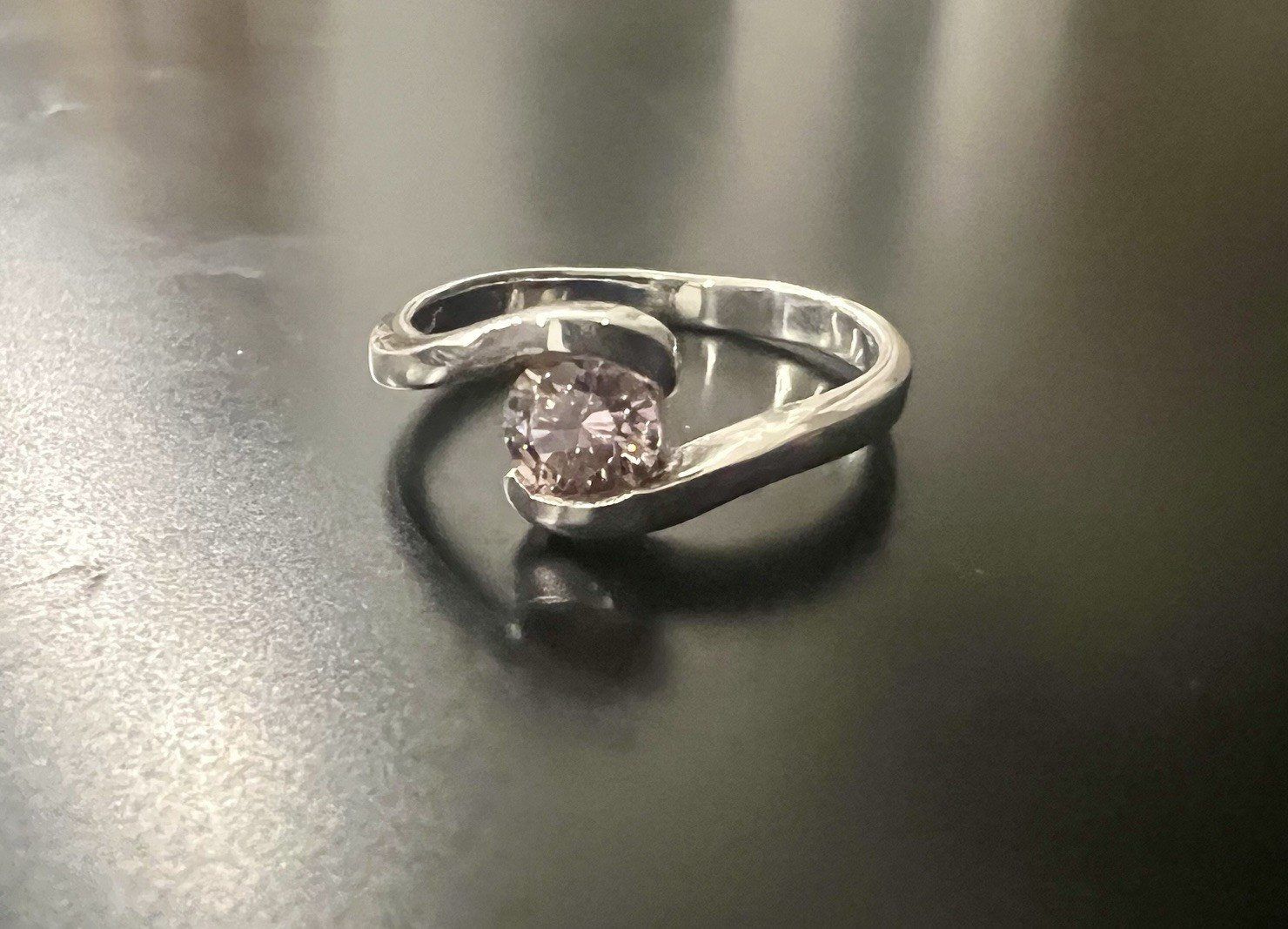 Tension Set Pink CZ Ring Sterling Silver sizes 5-9