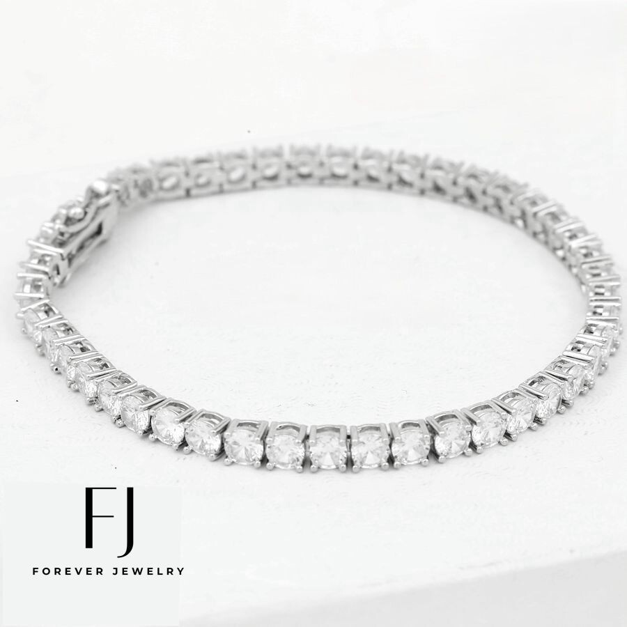 Women’s 7″ Silver Stainless Steel,Cubic Zirconia Stone Link Bracelet + Box