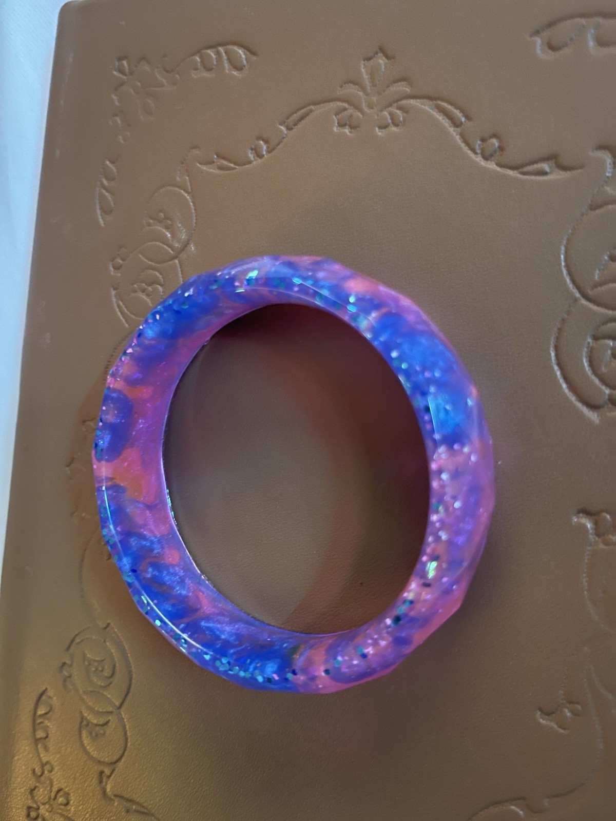 Purple & Blue Resin Stackable Round Bangle Bracelet, No Closure, No Stone