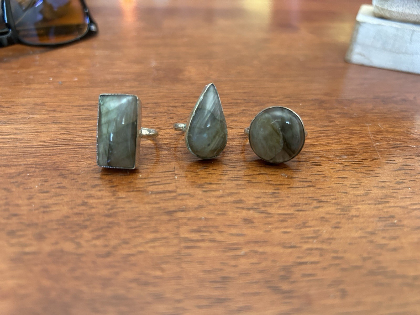 Flashy Labradorite Gemstone 3 Piece Lot 925 Sterling Silver Plated Rings 7/8 Si