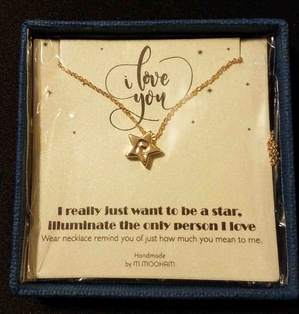 NEW M MOOHAM Tiny Star Initial Necklace 14K Gold Filled Letter R