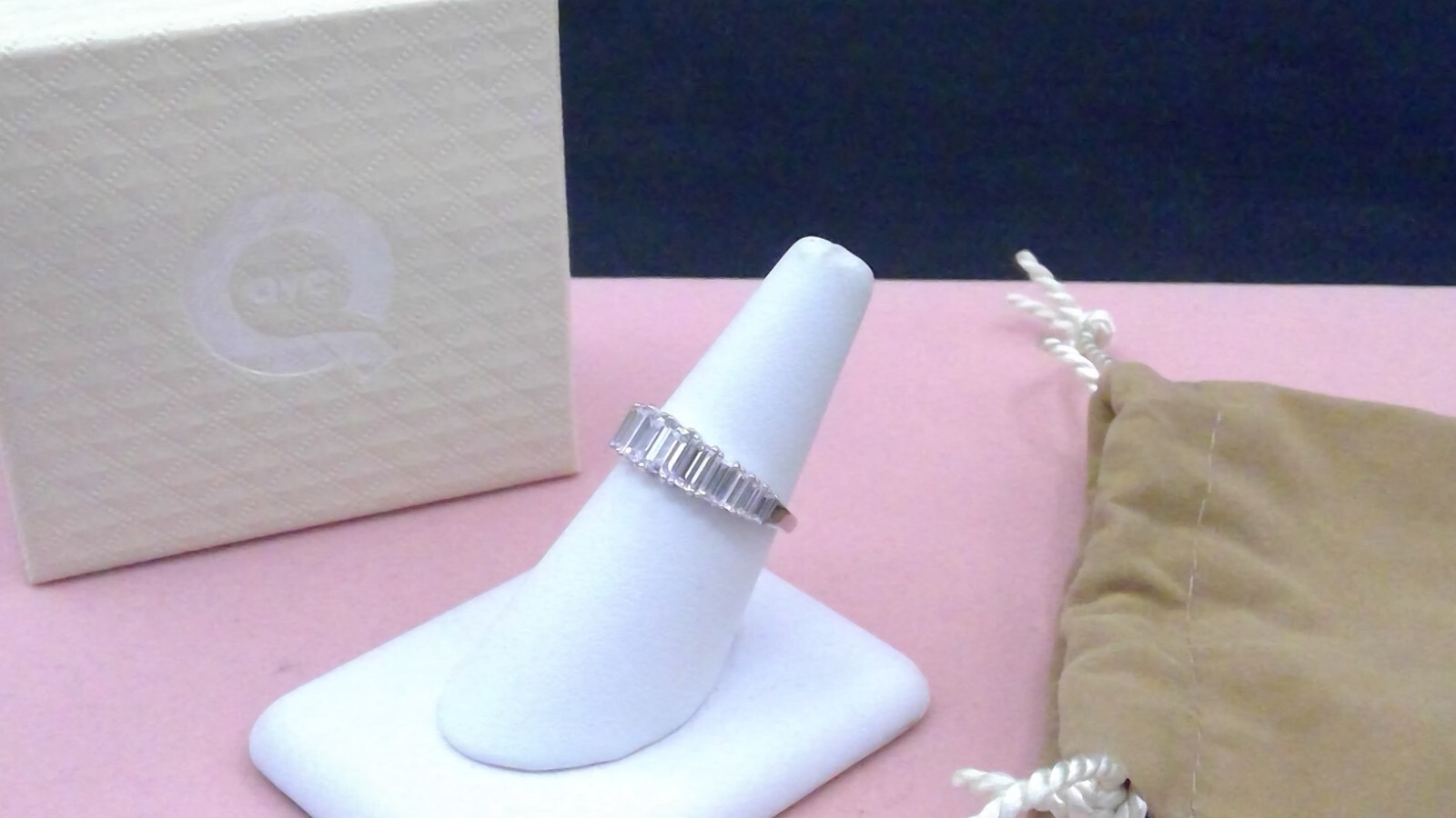 Diamonique QVC Sterling Silver Channel-Set CZ Size 9/9.25 Ring NWOT