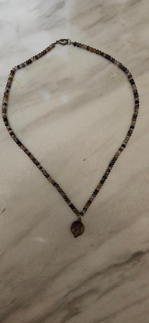 mixed Necklace Brown Multicolor Silver Gemstones neckless