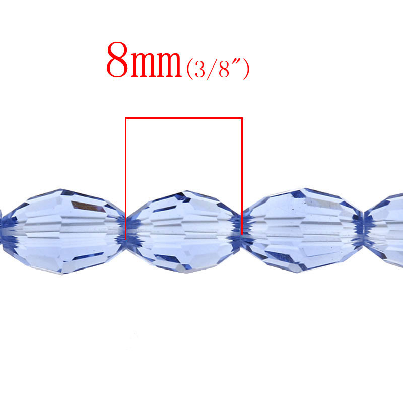 Sexy Sparkles 1 Strand Light Blue Faceted Oval Glass Crystal Loose Beads