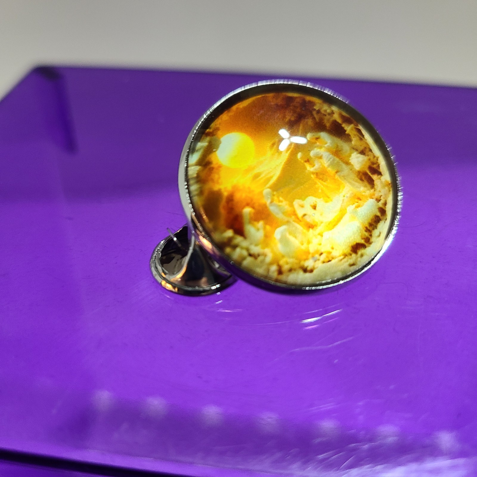 Stainless Steel and Acrylic Colorfull Nativity Broche with Snap On Clasp.