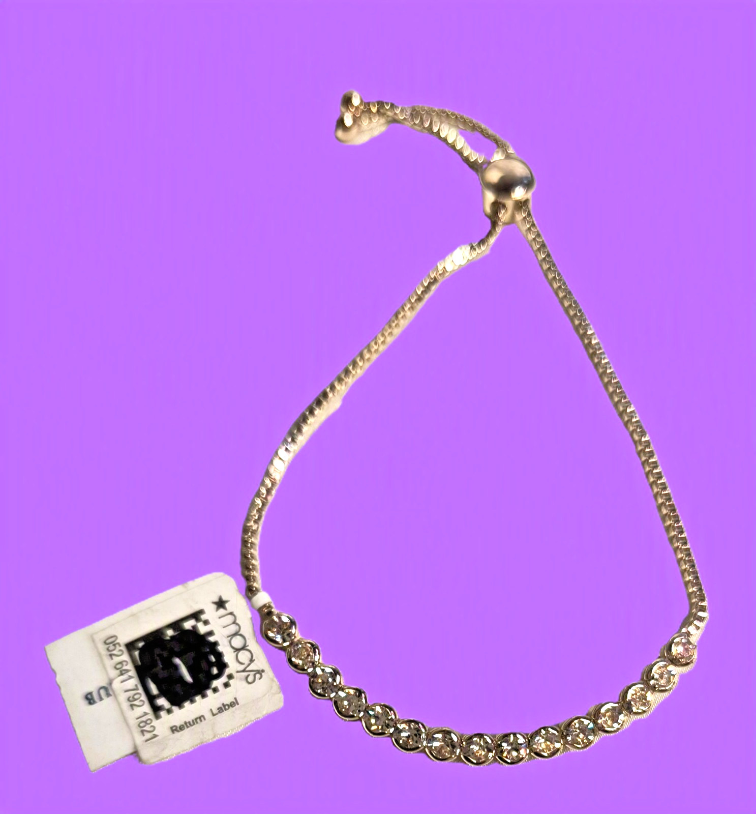 Macy’s Charter Club Tennis Bracelet New With Tags Slider Close Sparkling Crystal