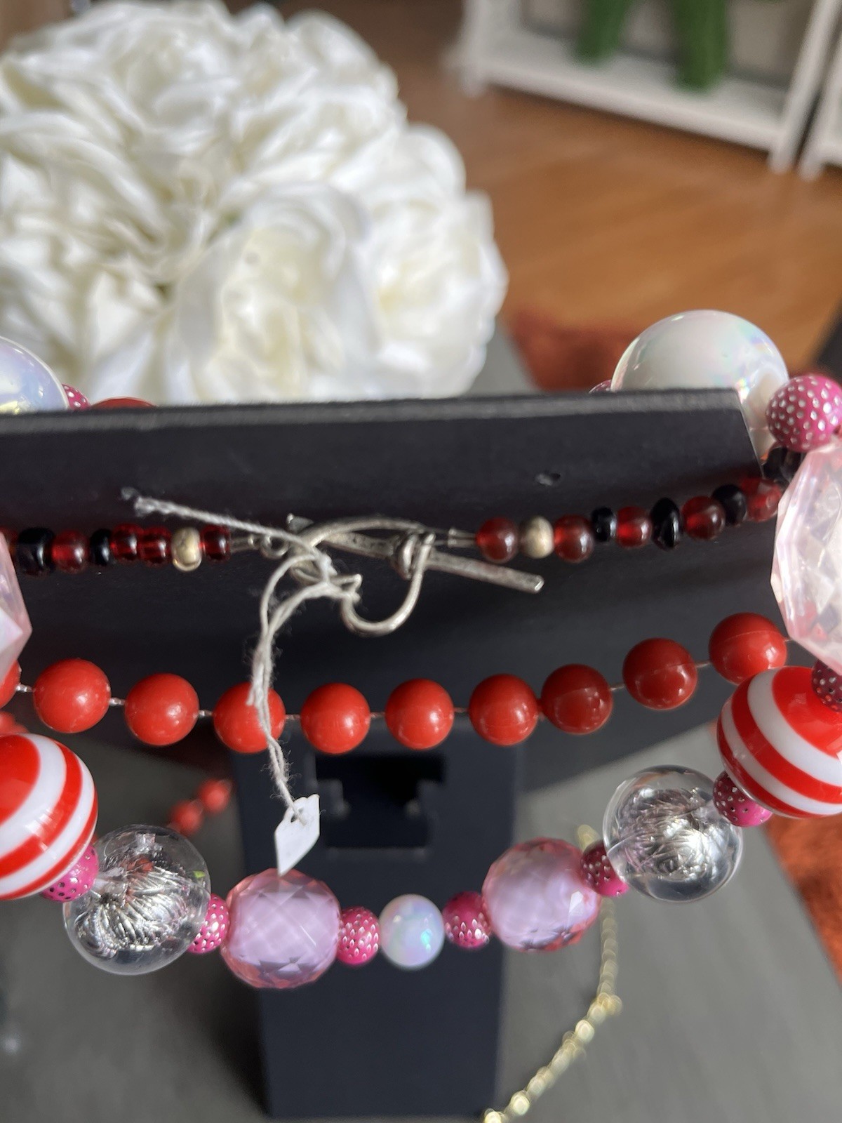 Heart Necklace Lot Glass mixed material Red Black Pink Jewelry Valentine