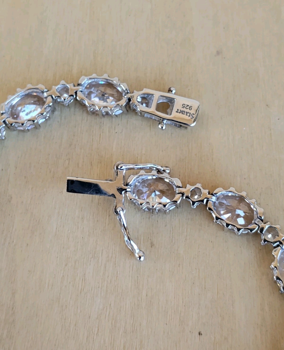 New Stauer “DiamondAura” Oval & Round CZ Brilliant Bracelet, Sterling, 7.5″ Fit