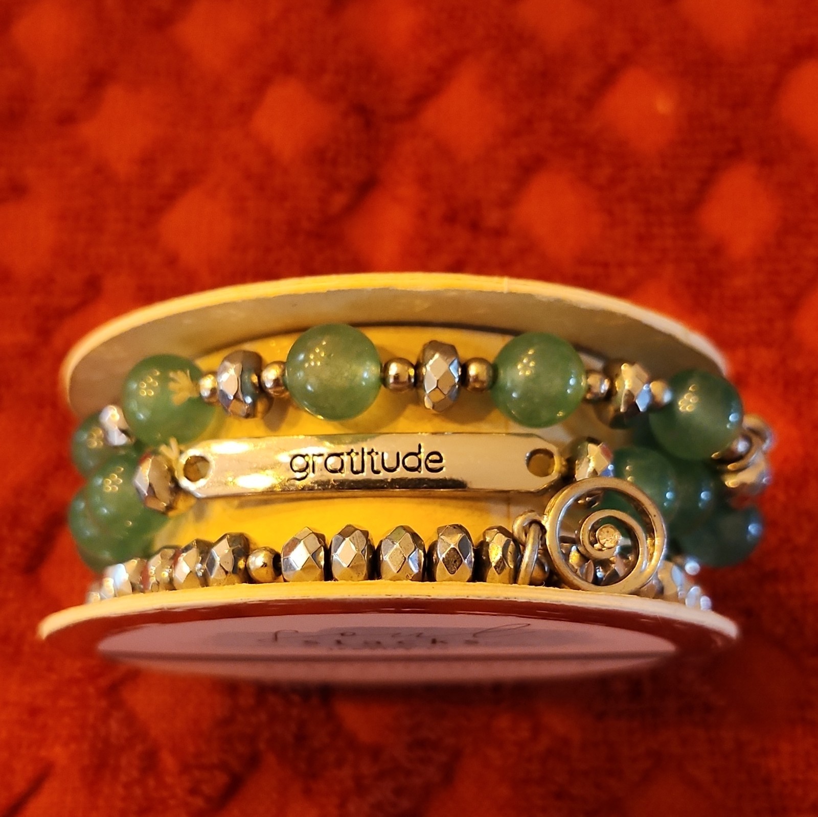 0060 Soul Stack Jewelry Gratitude Aventurine Beaded Stack Bracelet Dangle Charm