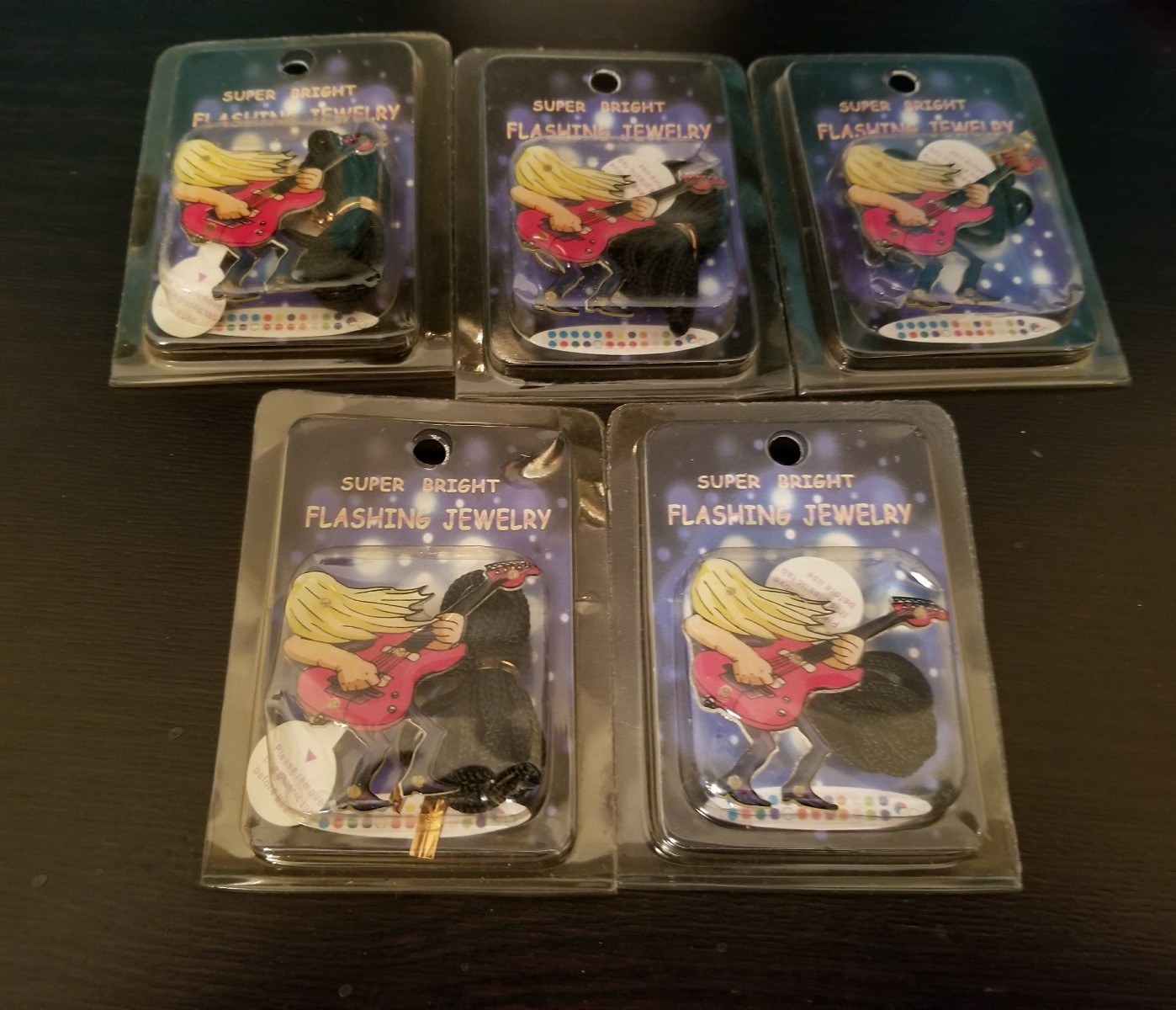 Rocker with Guitar Blinky Pin Super Bright Flashing Jewelry Lot of 5