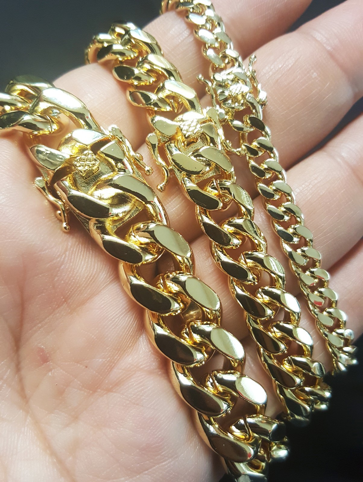 Premium Quality Gold Plated Brass Miami Cuban 6,10,14mm 24″, 30″ Chain Necklace