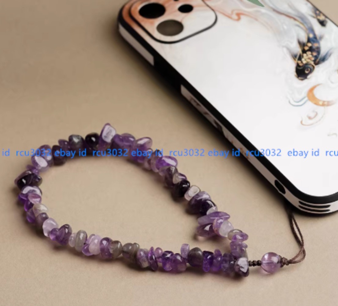 New Natural Amethyst Crushed Stone Wrist Style Anti Lost Phone Lanyard