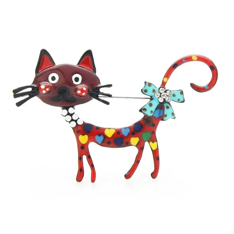 Lovely Cat Enamel Brooch Animal Casual Party Pins Jewelry For Women Men