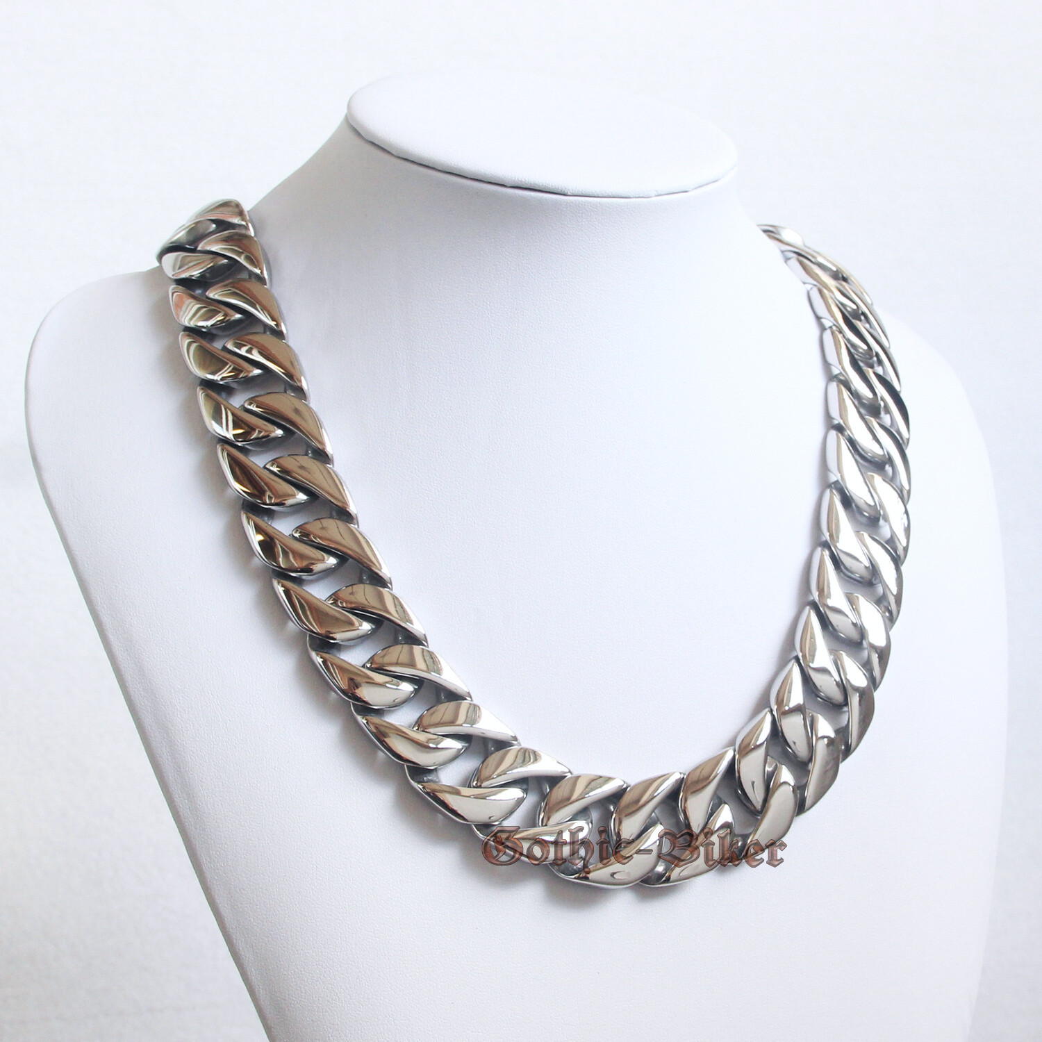 Heavy Silver Curb Cuban Mens Chain Huge Stainless Steel Thick Necklace 24mm Wide