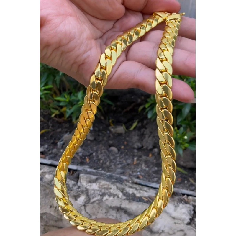 B9 Bracelet 24k Gold Plated Men Women Jewelry Gem Yellow wide 12mm. long 18″