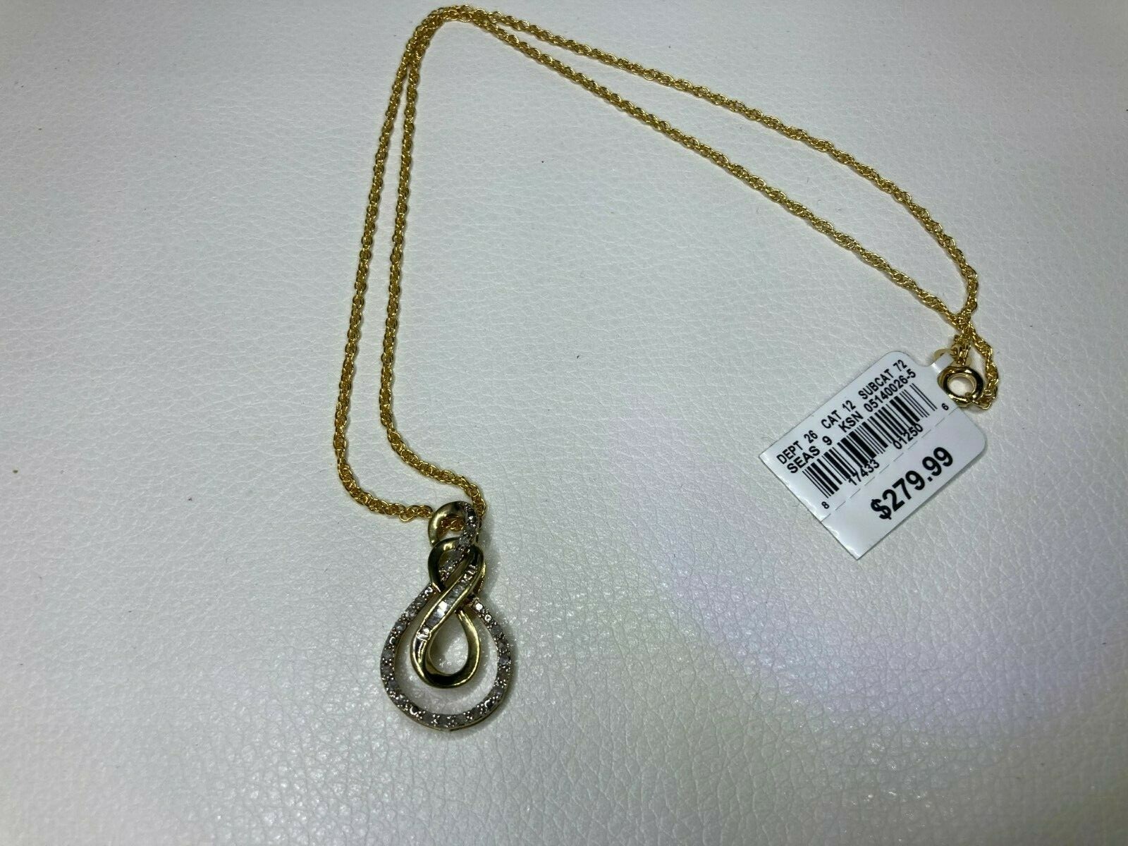 Diamond Swirl Pendant Necklace .25 CTW – Gold over Brass 17.5 inches (A1)