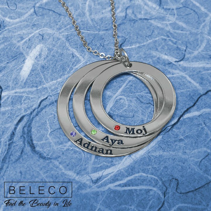 Customize Three Circle Necklace Personalized 3 Rings Jewelry Circles Pendent