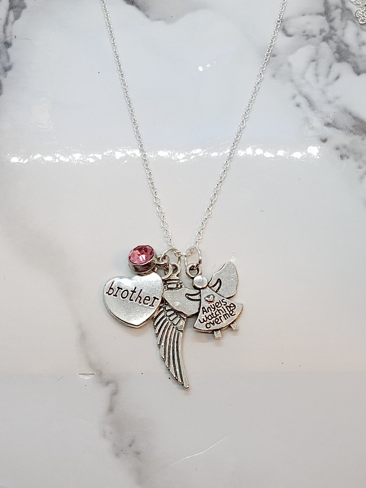 “Angels watching over me” Memorial Necklace for Brother Sympathy Gift