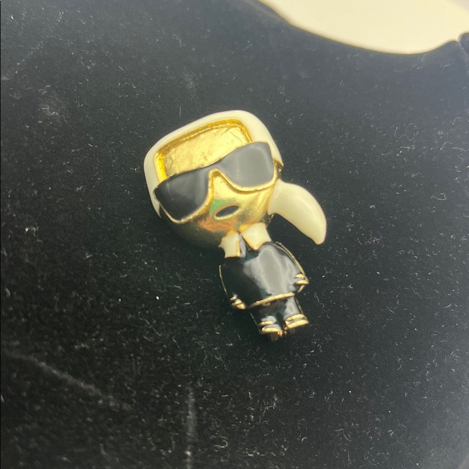 Karl Lagerfeld Brooch Pin Gold Tone + Enamel Character Chanel RARE fendi