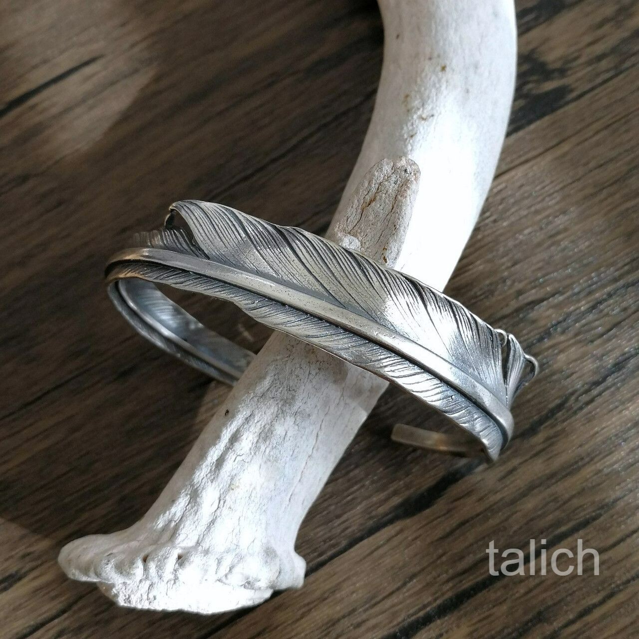 Solid 925 Sterling Silver Feather Cuff Bracelet Adjustable Unique Fine Details